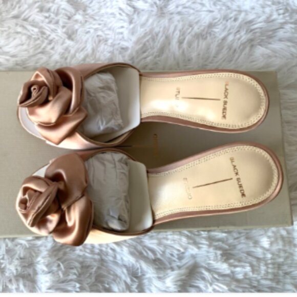 NIB BLACK SUEDE STUDIO Josey 65 Mule Sandals Color Old Rose Satin 6 MSRP $230 - Picture 12 of 16